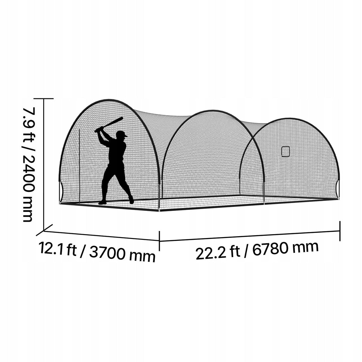 PROFESSIONAL BASEBALL BATTING CAGE NET VEVOR 678 X 370 X 240 CM STRONG