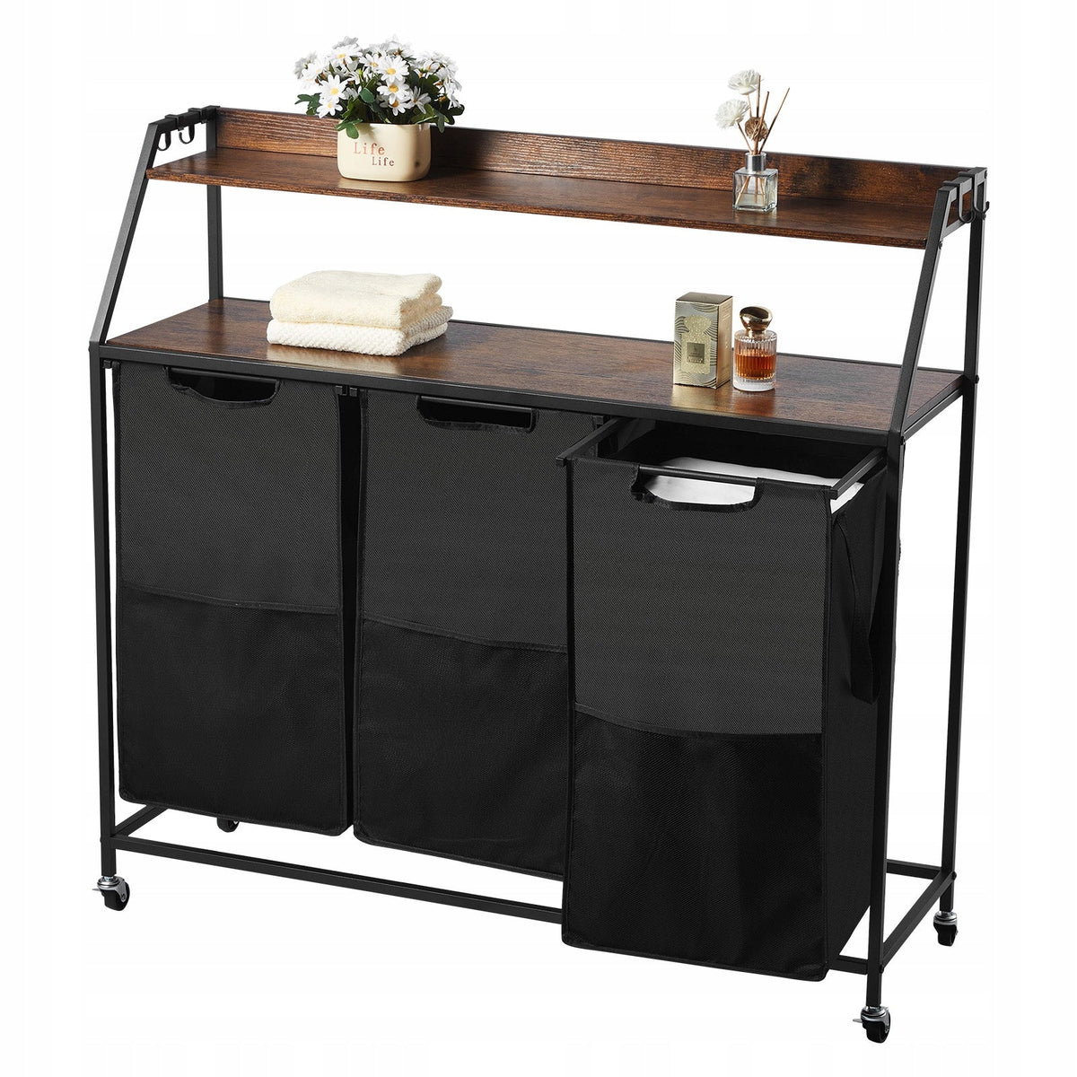 VEVOR LAUNDRY SORTER WITH 3 COMPARTMENTS OXFORD FABRIC STURDY