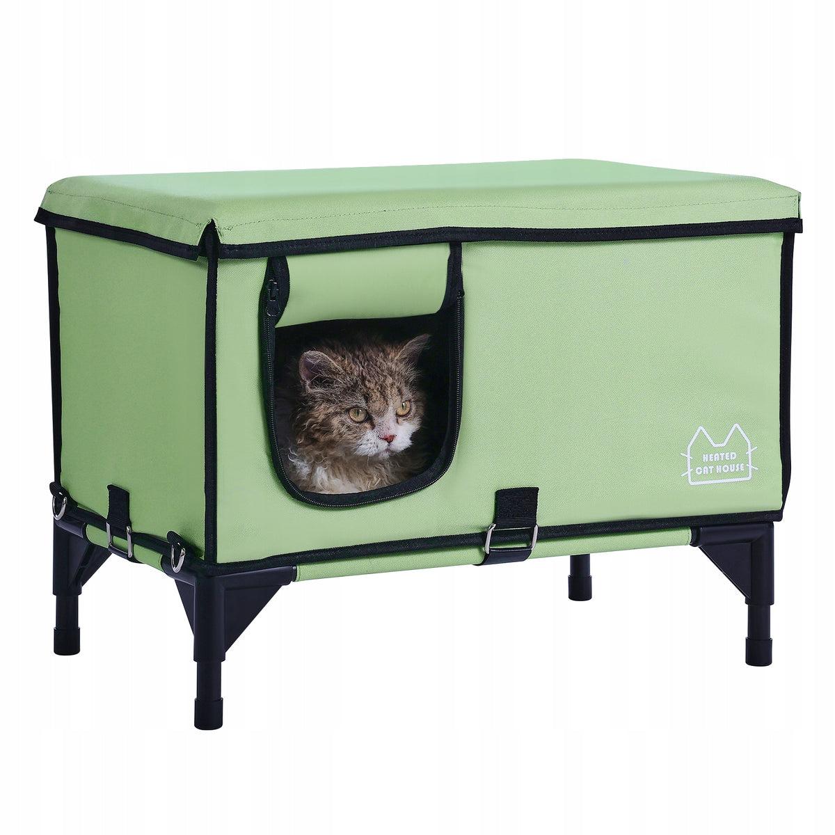 VEVOR RAISED HEATED CAT HOUSE WATERPROOF STURDY WITH CUSHION