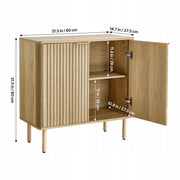 VEVOR KITCHEN CABINET WITH 2 SHELVES RIBBED MEDIEVAL SIDEBOARD