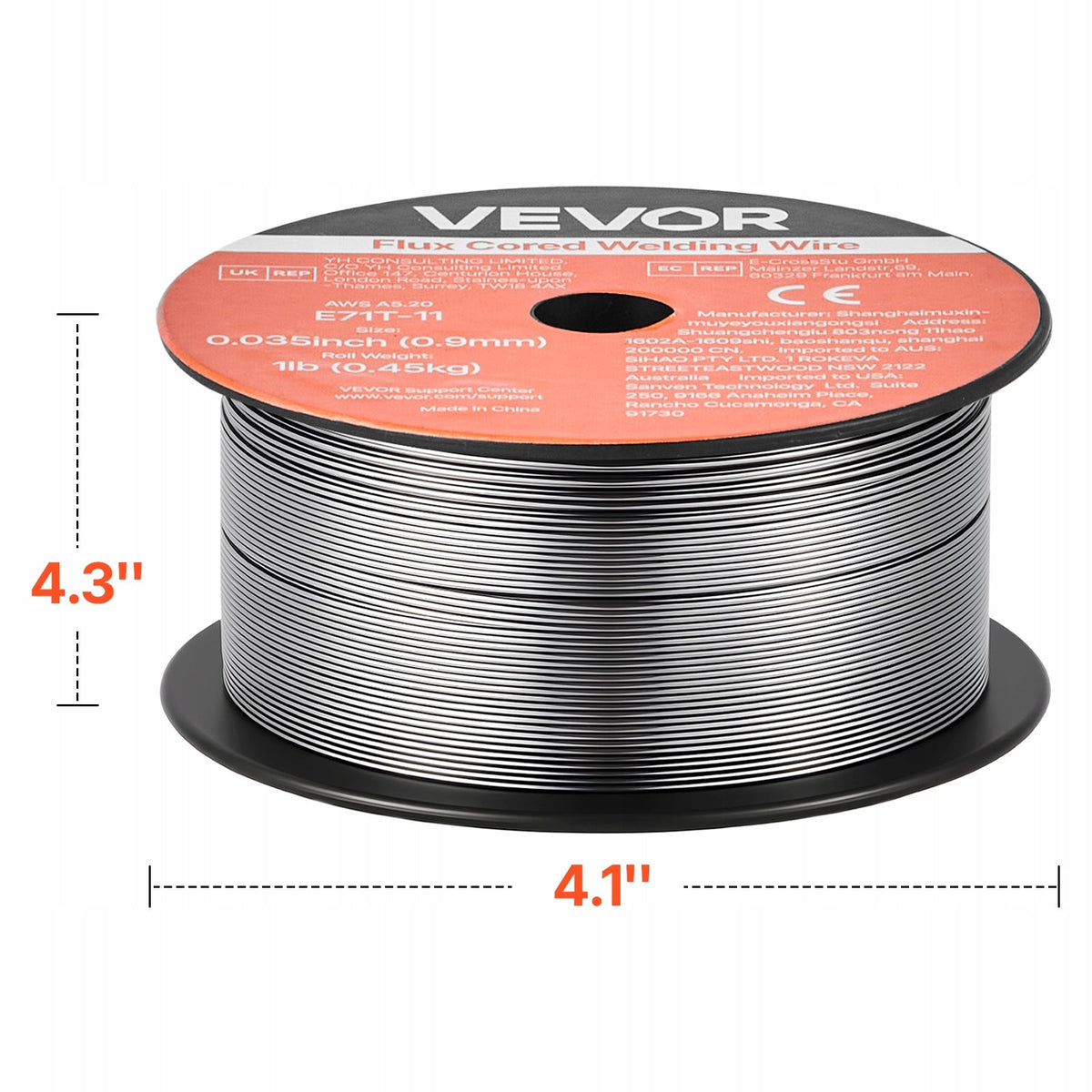 VEVOR FLUX CORED WIRE 0.9 MM E71T-11 FOR MIG WELDING 2 ROLLS GASLESS