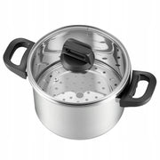 VEVOR 6L Stainless Steel Pressure Cooker with Steamer Basket and Glass Lid