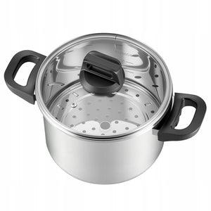 VEVOR 6L Stainless Steel Pressure Cooker with Steamer Basket and Glass Lid