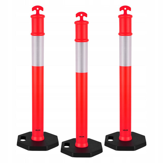 VEVOR 114 CM PROFESSIONAL TRAFFIC BOLLARD, 3 PCS WITH WEIGHTED BASE
