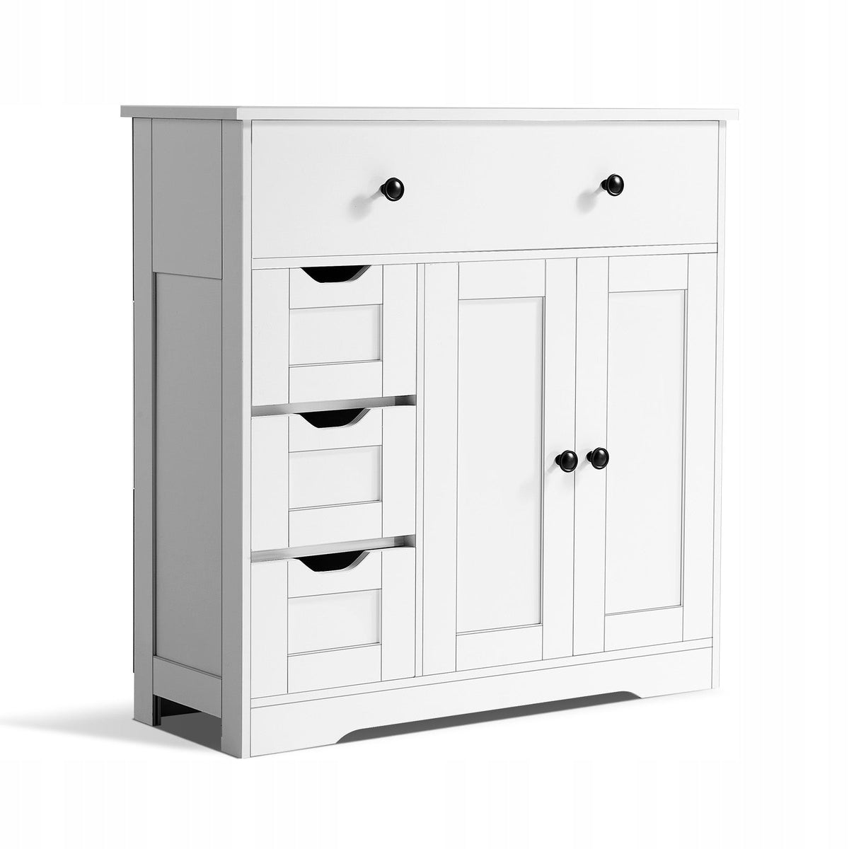 VEVOR 4-TIER WOODEN BATHROOM CABINET 2 DOORS 4 DRAWERS WHITE PREMIUM