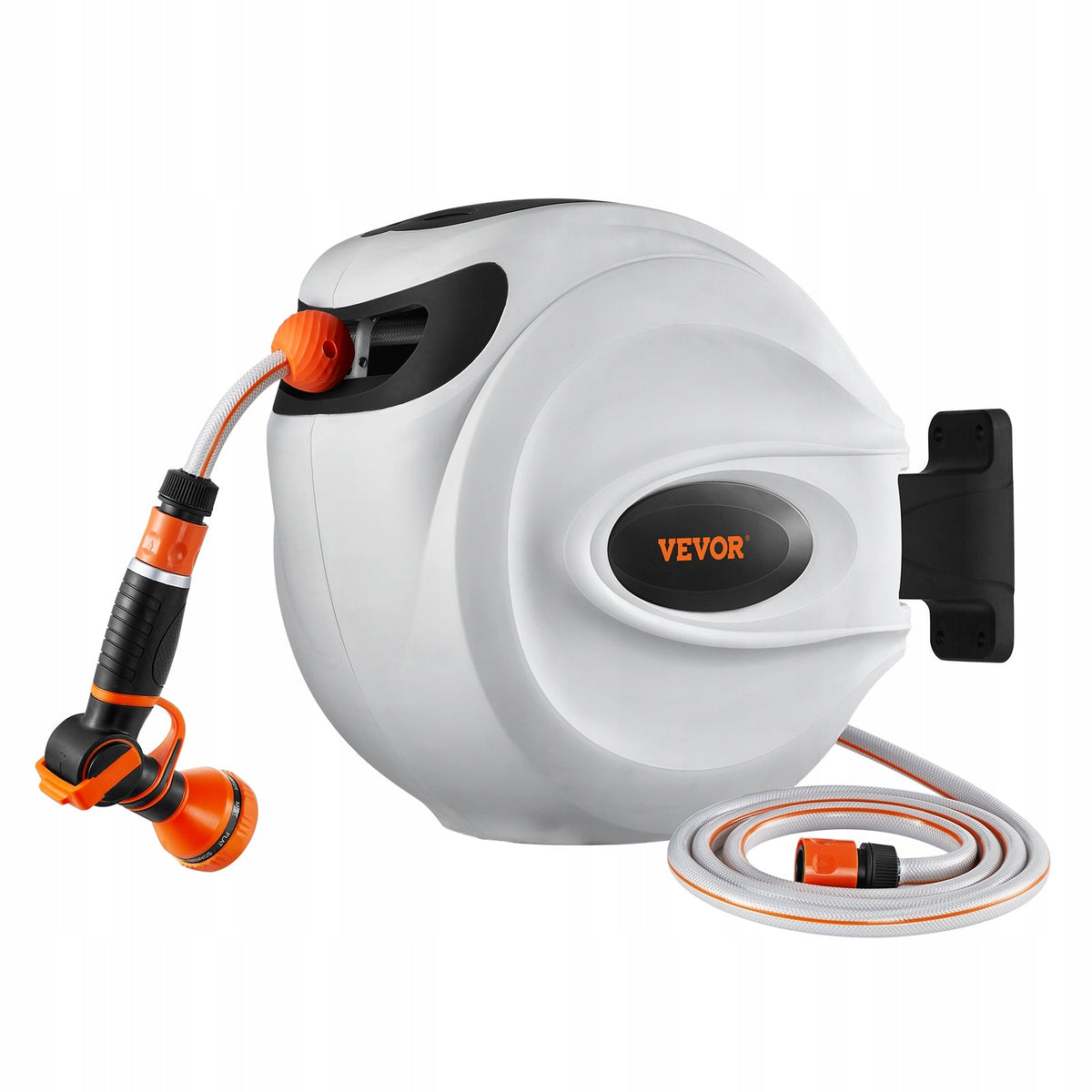 VEVOR 12MM X 30M HEAVY-DUTY AUTO REWIND WALL MOUNT GARDEN HOSE REEL