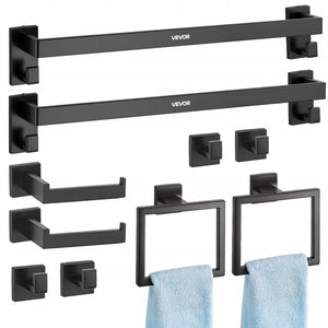 VEVOR 10-PIECE MATTE BLACK STAINLESS STEEL BATHROOM HARDWARE SET
