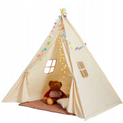 VEVOR CHILDREN'S WIGWAM TEEPEE 1-5 YEARS BEIGE STRONG SET WITH MAT AND DECORATION
