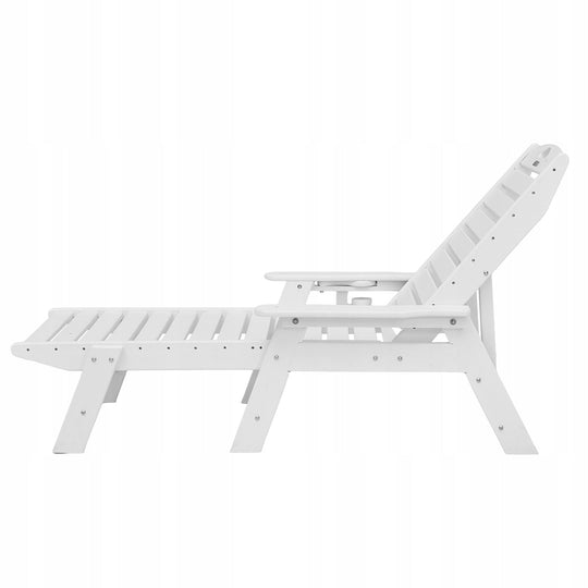 VEVOR HDPE GARDEN LOUNGER STRONG 181 KG 6 POSITION ADJUSTMENT WHITE