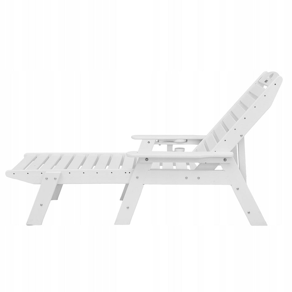 VEVOR HDPE GARDEN LOUNGER STRONG 181 KG 6 POSITION ADJUSTMENT WHITE