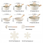 PREMIUM VEVOR 17-PIECE INDUCTION POT AND PAN SET WHITE