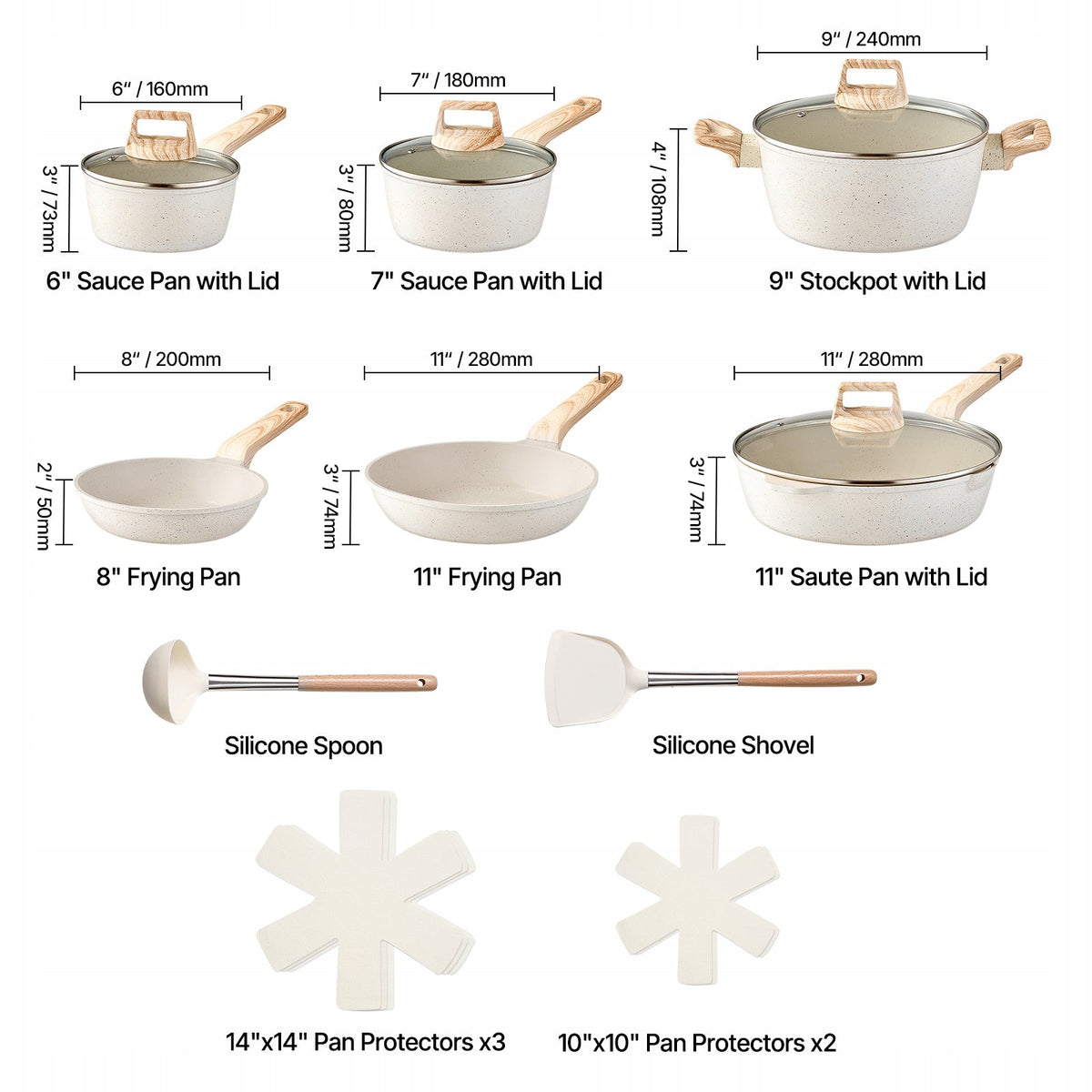 PREMIUM VEVOR 17-PIECE INDUCTION POT AND PAN SET WHITE