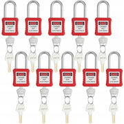 SET OF 10 RED VEVOR LOCKOUT TAGOUT SAFETY PADLOCKS