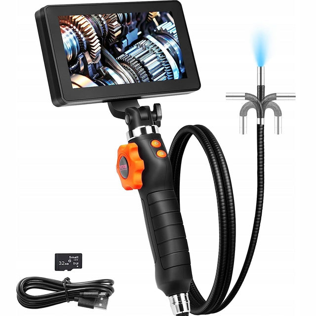 VEVOR 180° Articulating Borescope, 6.4 mm Camera, 5-inch IPS Screen, 1.5 m Cable