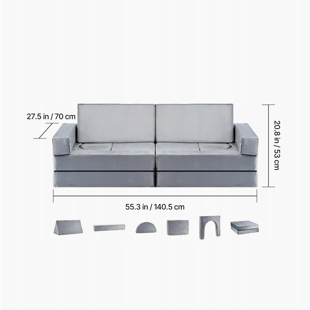 VEVOR MODULAR TODDLER PLAY COUCH 14 PIECES GREY PREMIUM