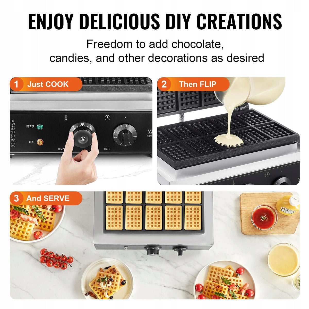 VEVOR PROFESSIONAL WAFFLE MAKER 1550W STAINLESS STEEL COATING