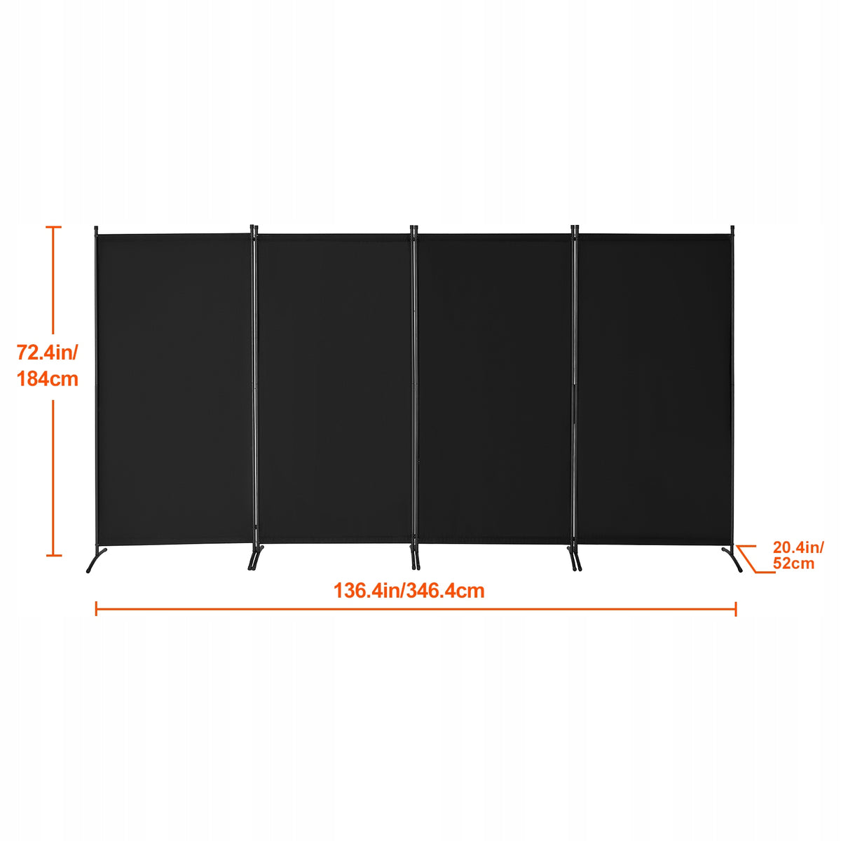 VEVOR 4-PANEL FOLDING PARTITION STRONG OXFORD BLACK FRAME