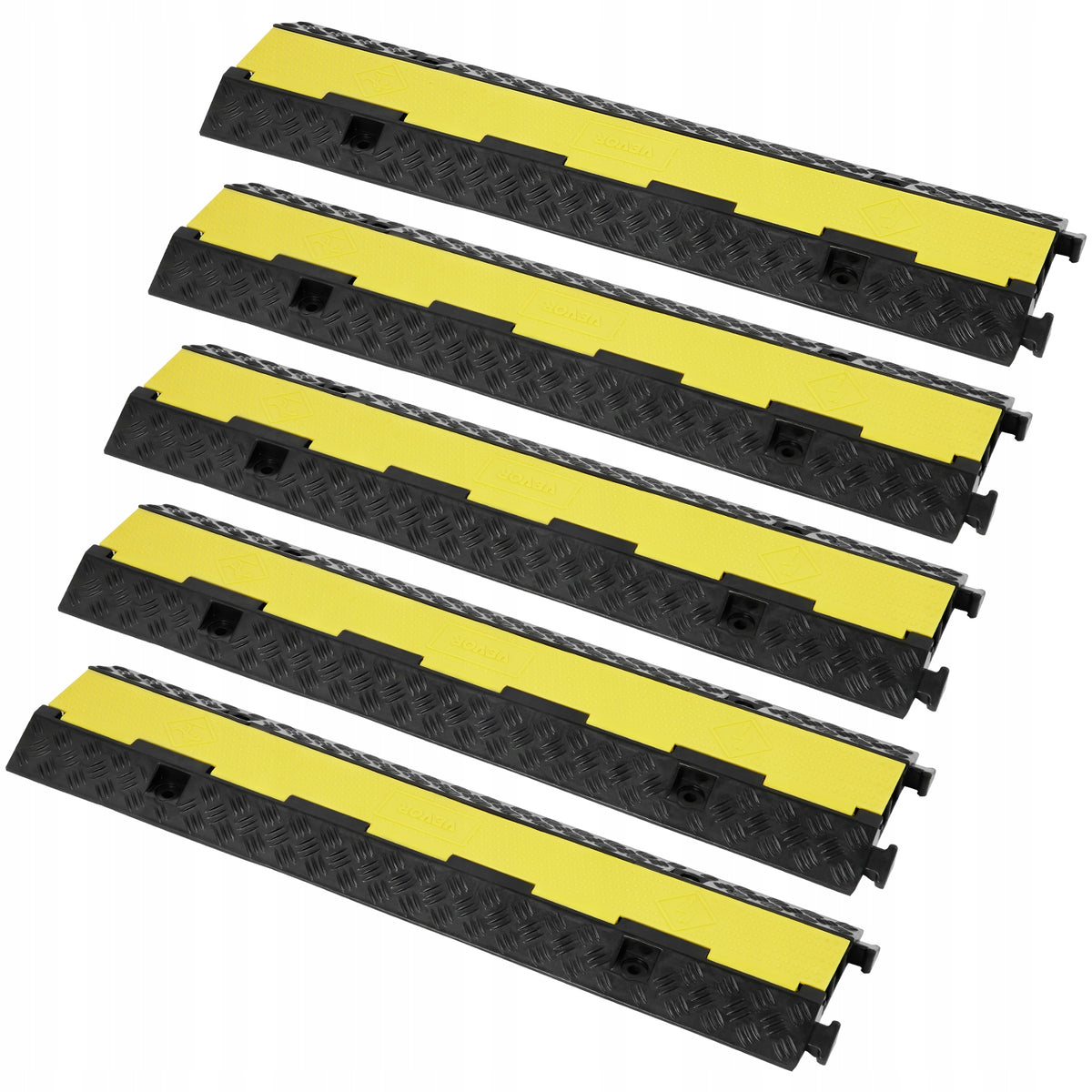 VEVOR 5 PCS CABLE PROTECTOR RAMP 2-CHANNEL 12000LBS HEAVY-DUTY RUBBER PVC