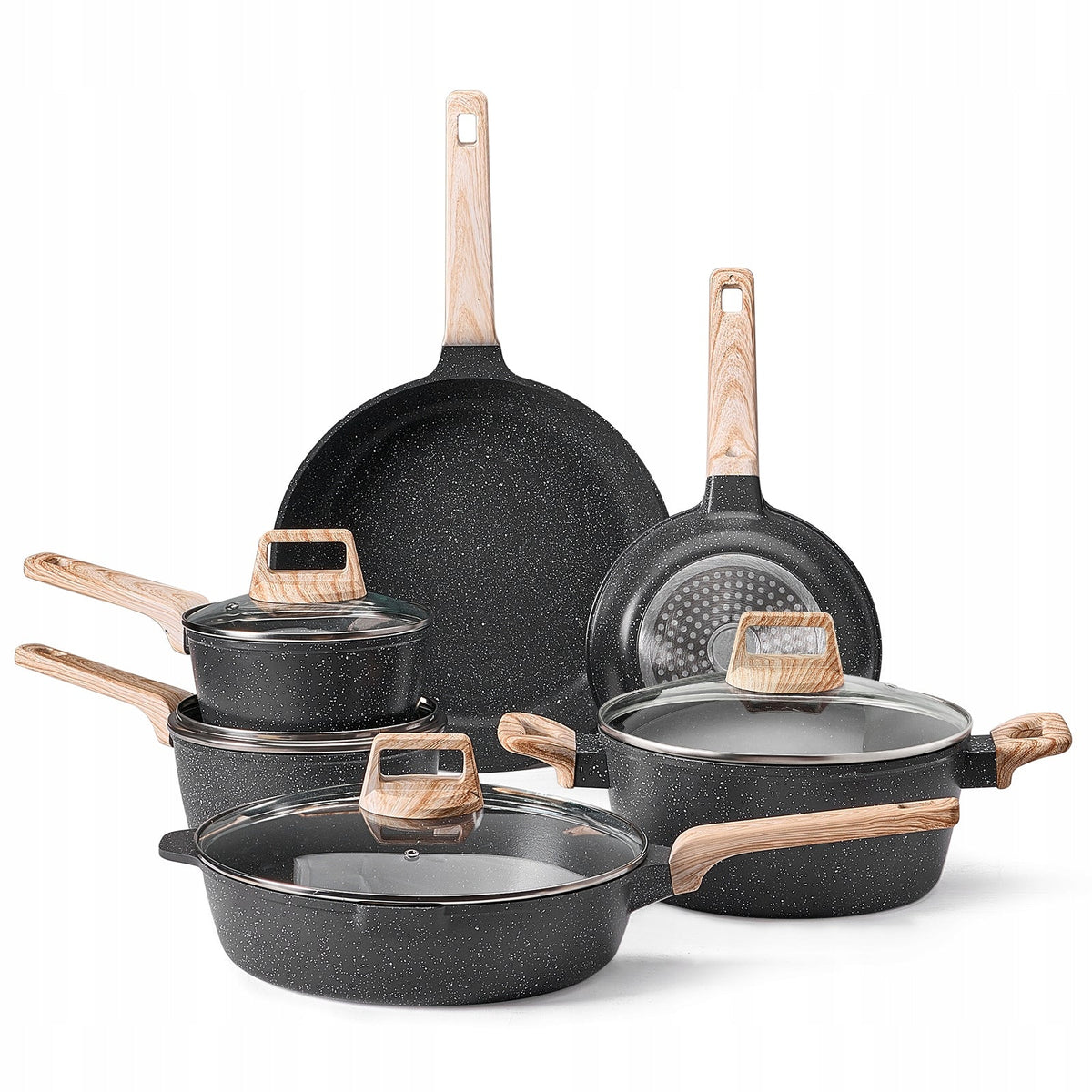 VEVOR 17-PIECE PREMIUM BLACK INDUCTION POT AND PAN SET