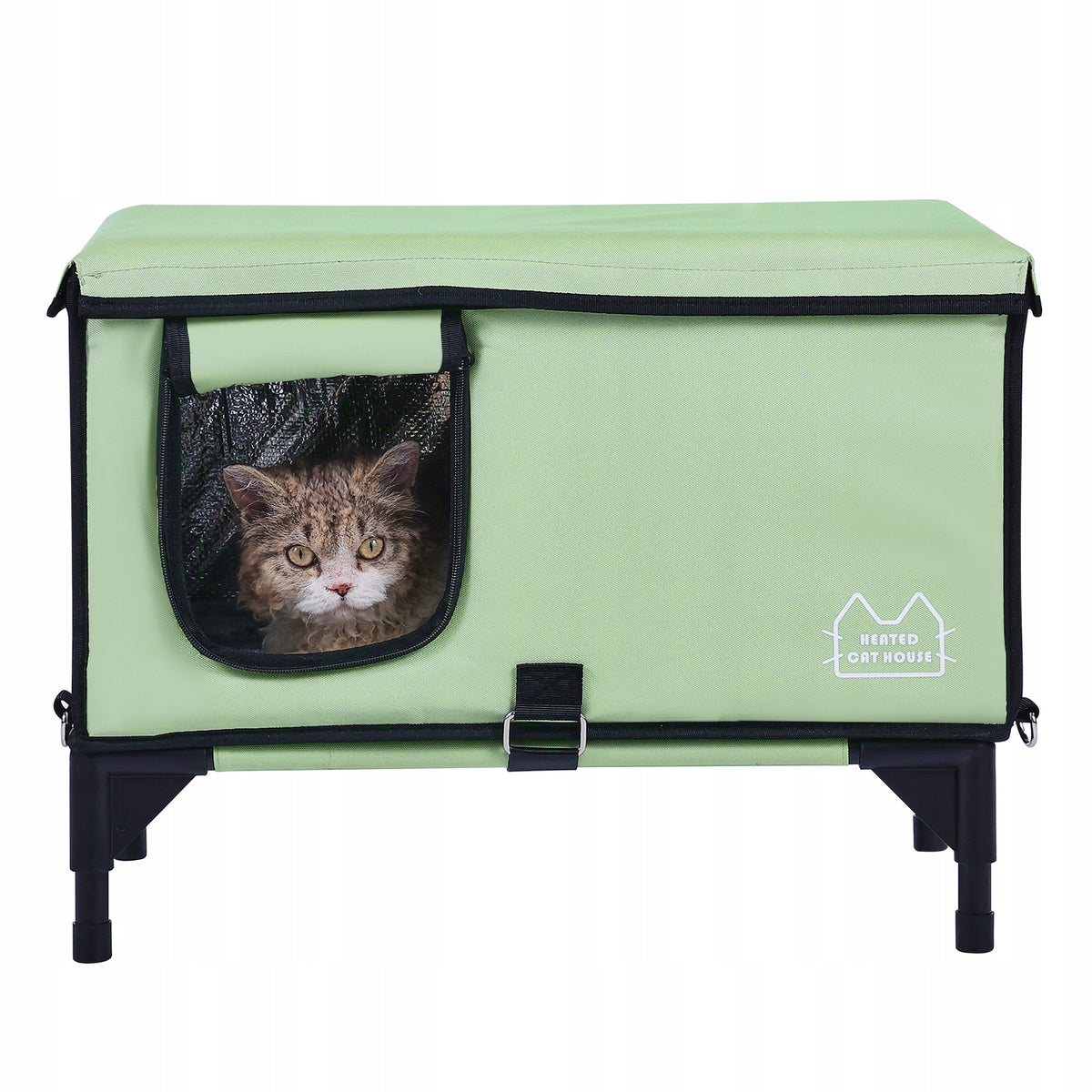 VEVOR RAISED HEATED CAT HOUSE WATERPROOF STURDY WITH CUSHION
