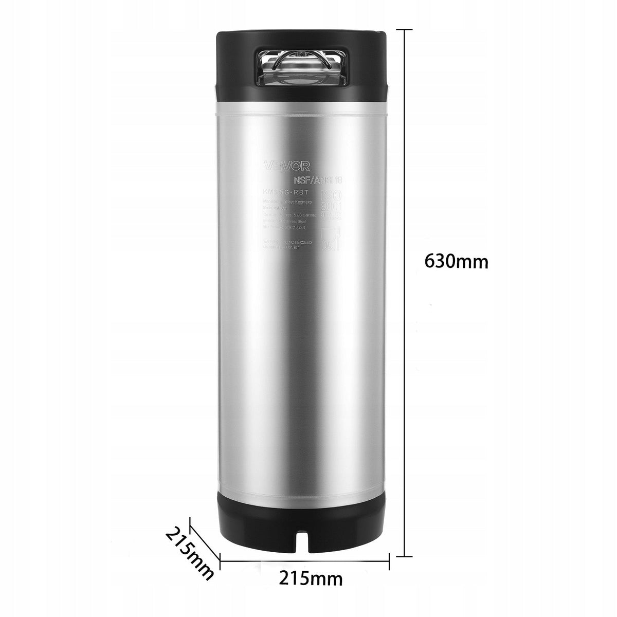 VEVOR CORNY KEG BALL LOCK SUS304 STAINLESS STEEL KEG 19L STRONG SOLID