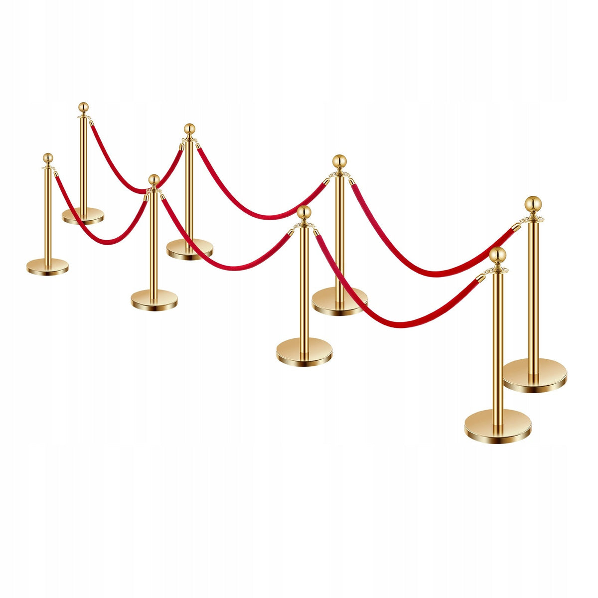 VEVOR PROFESSIONAL CROWD CONTROL STANCHIONS 8 PCS WITH 6 RED ROPES