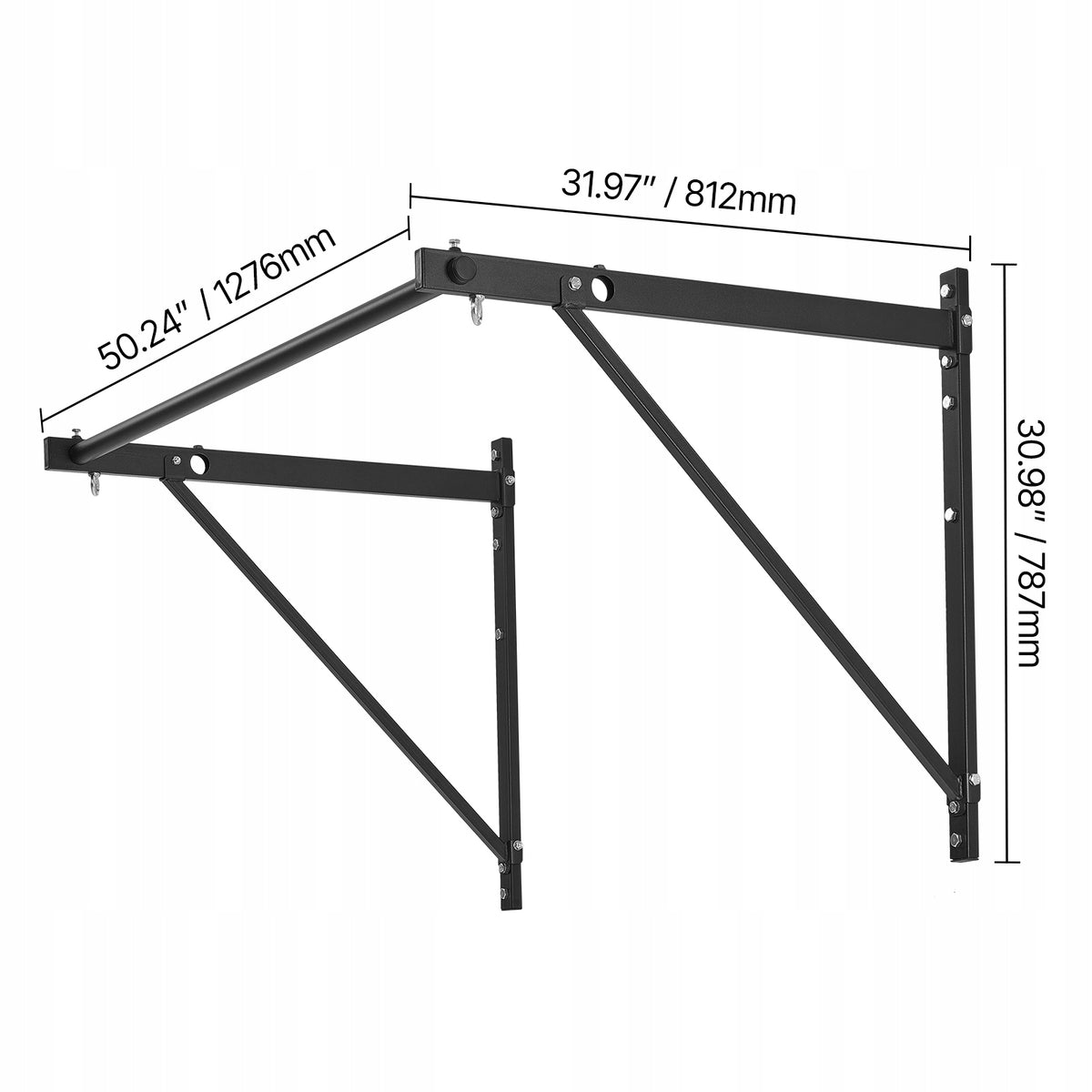 VEVOR Heavy Duty Wall Mounted Pull Up Bar Adjustable 440LBS Black