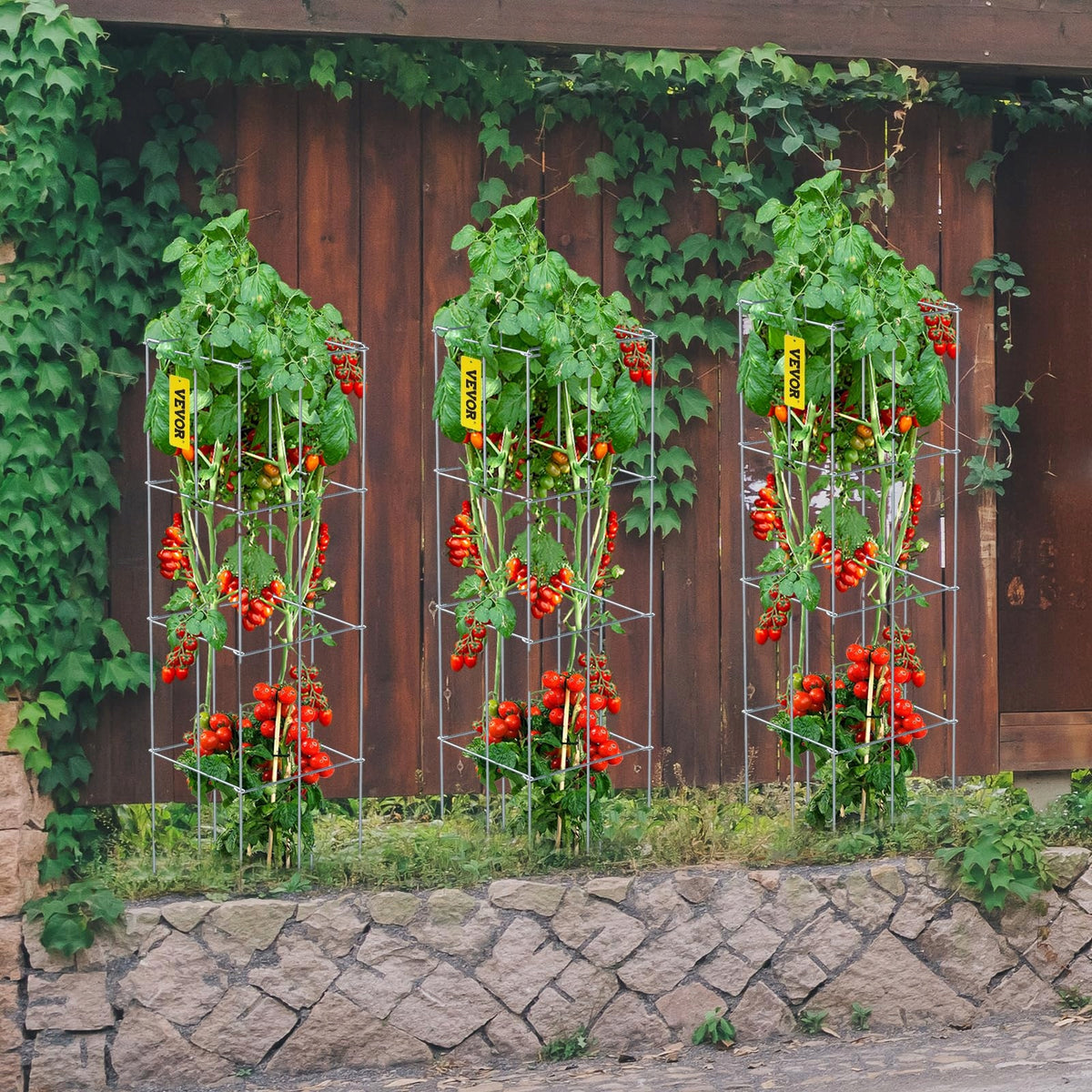 VEVOR Professional Tomato Cages 30x30x117 cm, 5 PCS, Heavy-Duty Steel