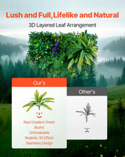 VEVOR ARTIFICIAL PLANT WALL 8 PCS 500X500X50MM 3D PREMIUM COMBINATION