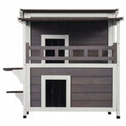 VEVOR OUTDOOR CAT HOUSE TWO-TIER WOODEN BALCONY