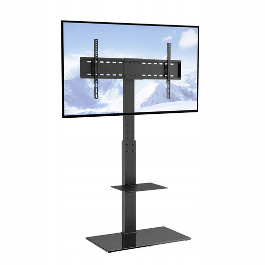 VEVOR SWIVEL TV STAND FOR 32-85 INCH TVs, HEIGHT ADJUSTABLE, GLASS