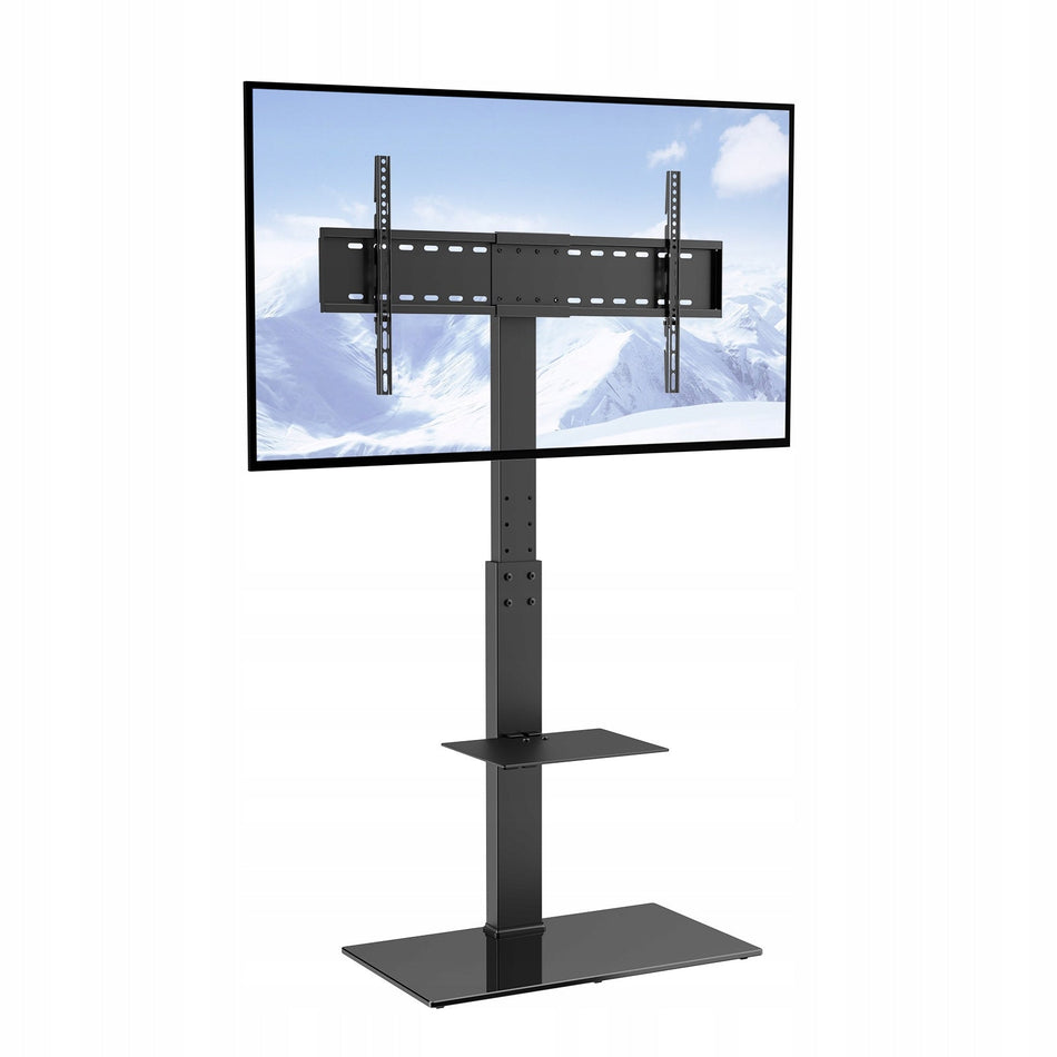 VEVOR SWIVEL TV STAND FOR 32-85 INCH TVs, HEIGHT ADJUSTABLE, GLASS