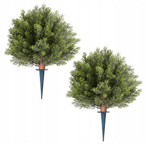 VEVOR ARTIFICIAL CONICAL CYPRESSES WITH SPIKES 2 PCS 40.6CM WEATHERPROOF