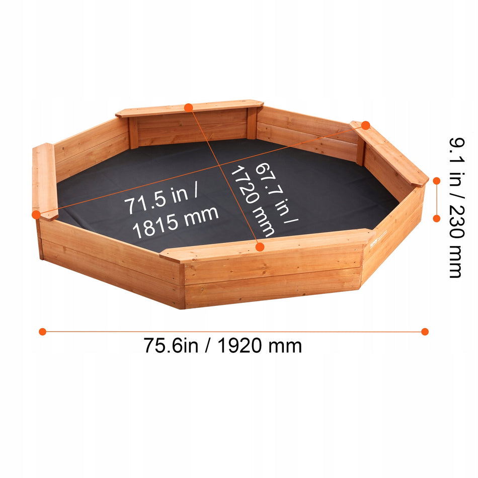 SOLID WOOD OCTAGONAL SANDPIT VEVOR WITH LID AND SEATS