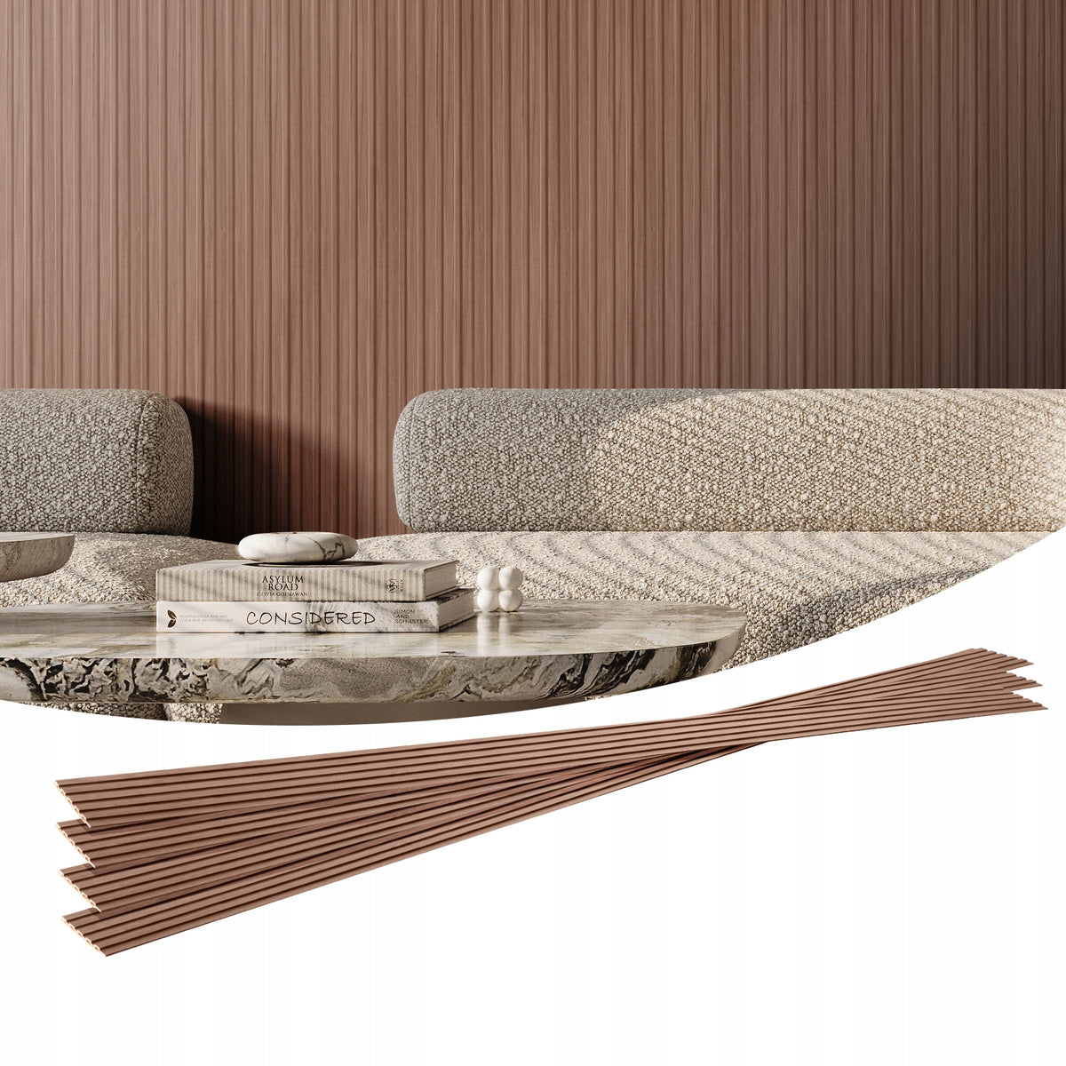 SET OF 8 VEVOR ACOUSTIC PANELS 2450X166MM GREY OAK STRONG AND STYLISH