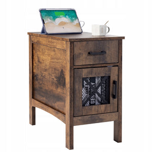 VEVOR NIGHTSTAND WITH USB PORTS AND OUTLETS 3-TIER SIDE TABLE