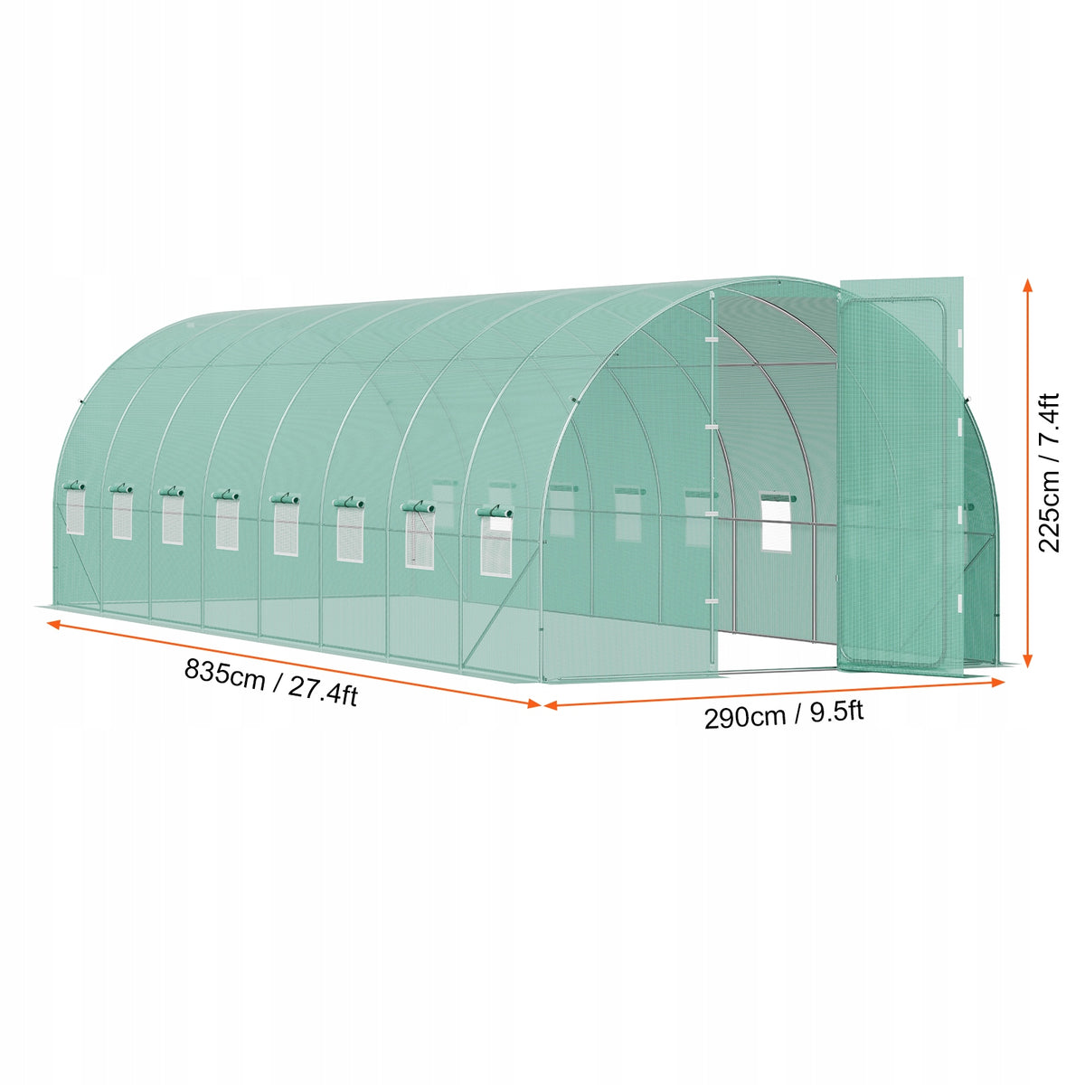 VEVOR TUNNEL GREENHOUSE 27.4X9.5X7.4 FEET STRONG GALVANIZED FRAME PE COVER