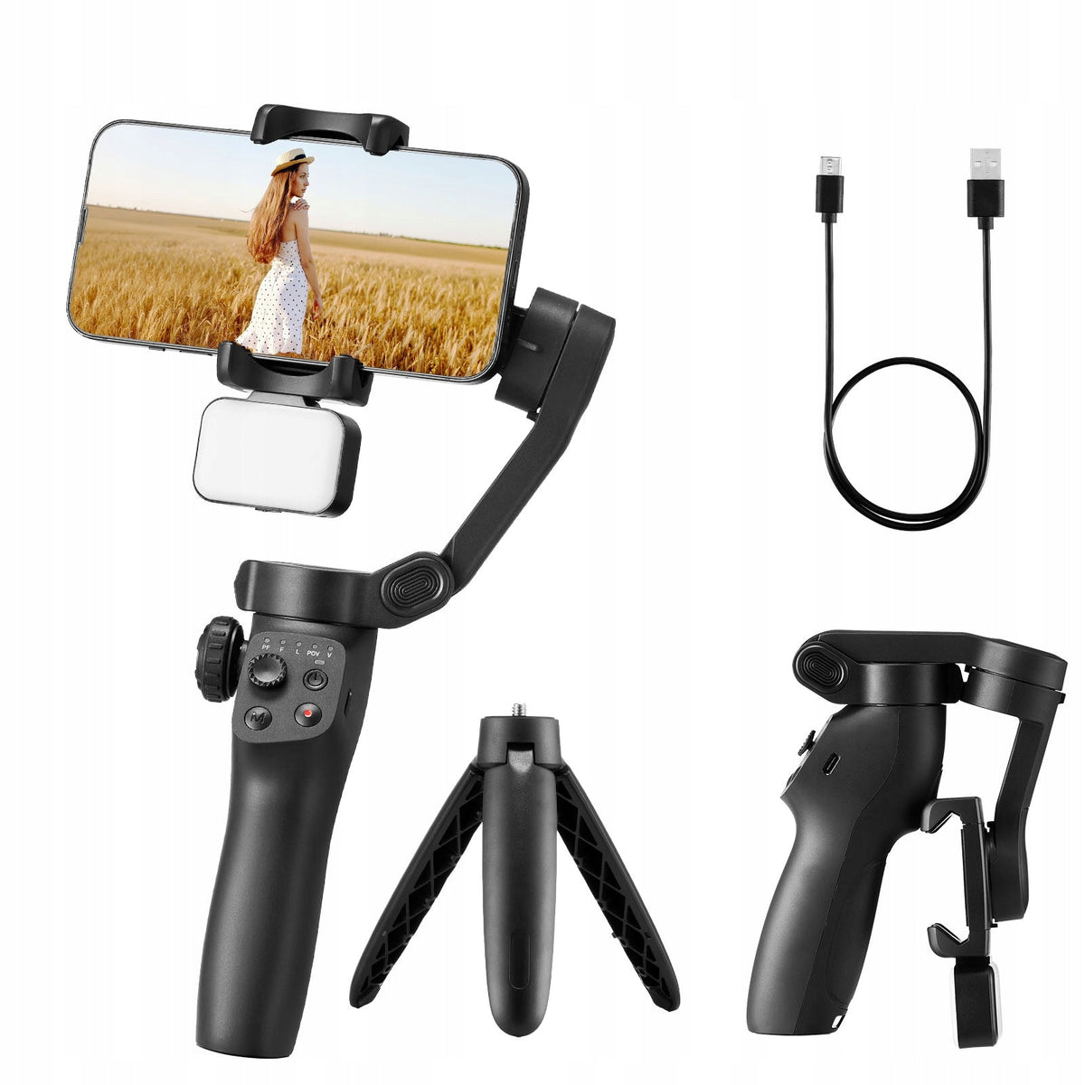 VEVOR PROFESSIONAL 3-AXIS GIMBAL STABILIZER FOR SMARTPHONES WITH LIGHT