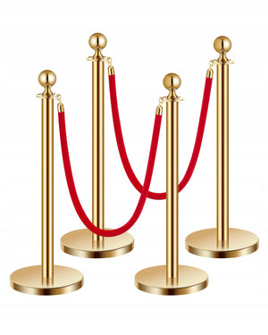 VEVOR Professional Crowd Control Barrier 4 PCS with 2 Red Ropes