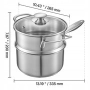 VEVOR 1.42L STAINLESS STEEL POT WITH GLASS LID AND STEAMER BASKET