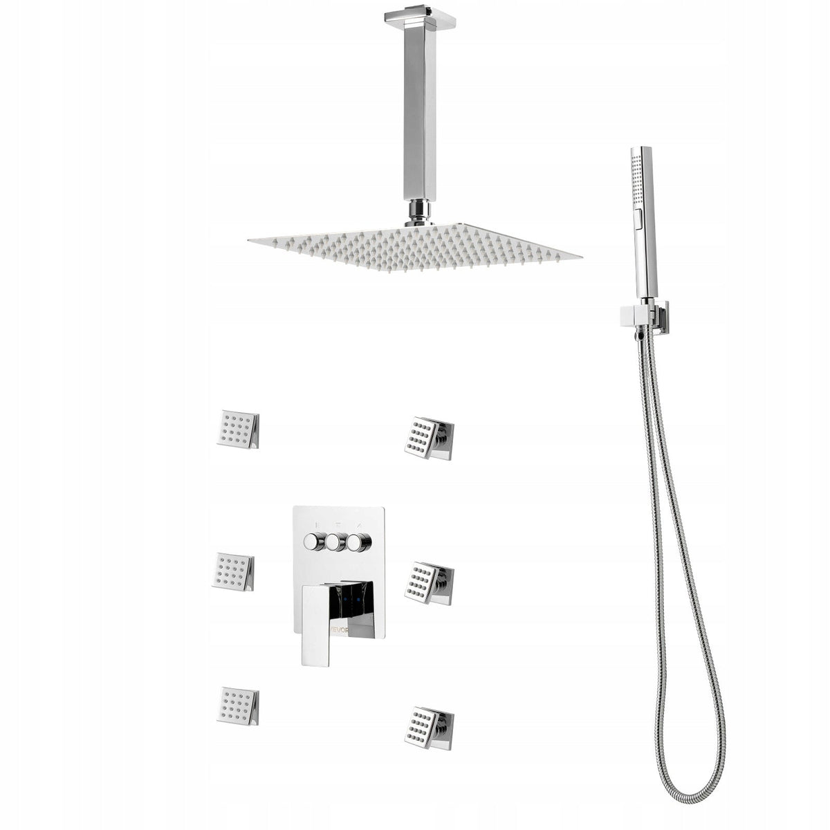 PREMIUM SHOWER SYSTEM VEVOR 10-INCH RAINFALL SHOWER HEAD 6 BODY JETS