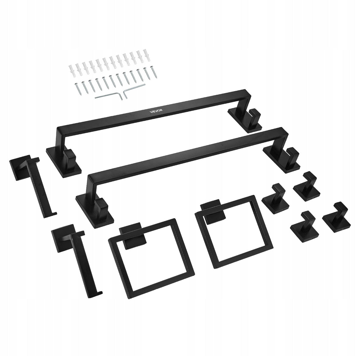 VEVOR 10-PIECE MATTE BLACK STAINLESS STEEL BATHROOM HARDWARE SET