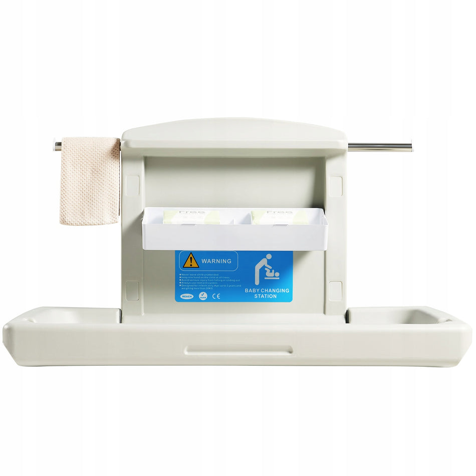 VEVOR WALL-MOUNTED CHANGING STATION REMOVABLE DIAPER CHANGING TROLLEY STRONG HDPE 20KG