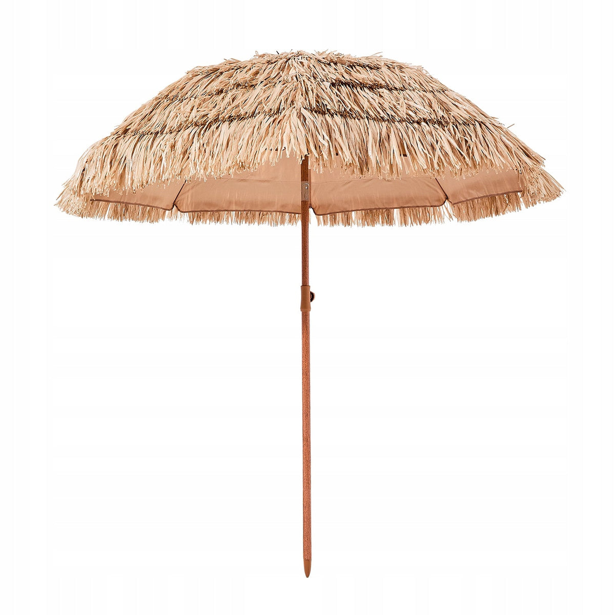 VEVOR 2M HAWAIIAN STRAW PARASOL, TILTING, HEAVY-DUTY, FOR PATIO AND BEACH