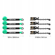 VEVOR WHEEL TIE-DOWN STRAP KIT 50 8X3048MM STRONG HOOKS 1512KG LOAD CAPACITY