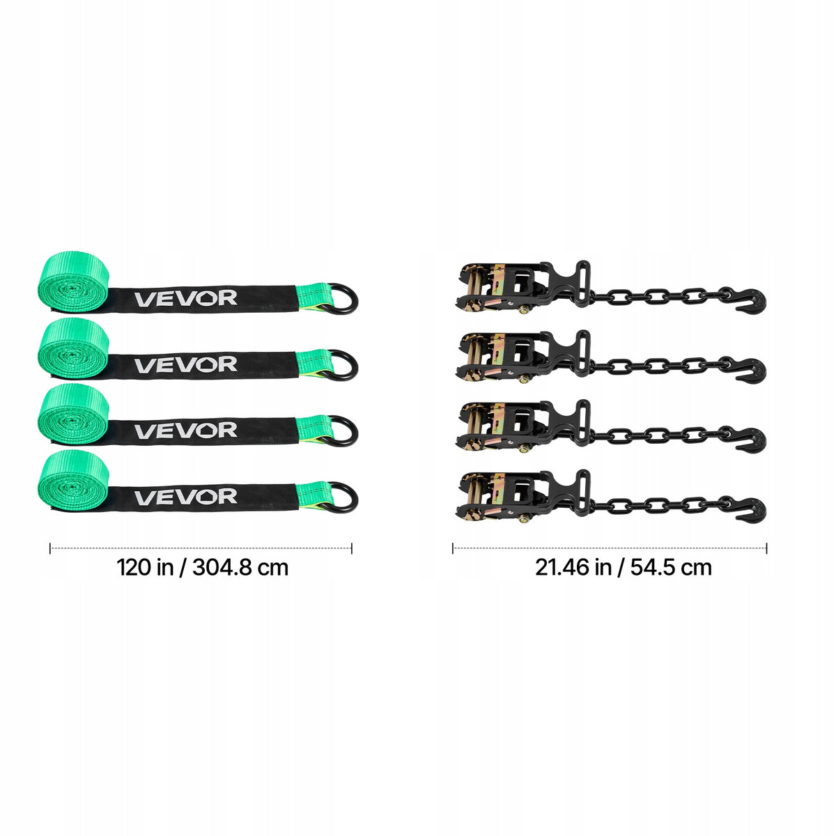 VEVOR WHEEL TIE-DOWN STRAP KIT 50 8X3048MM STRONG HOOKS 1512KG LOAD CAPACITY
