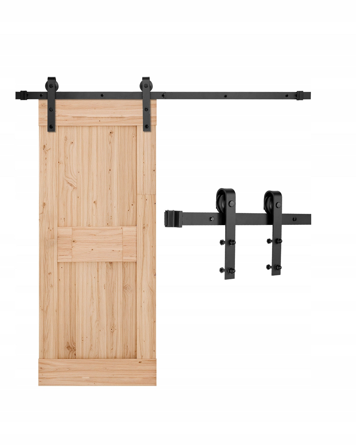 VEVOR 1.5M SLIDING DOOR SYSTEM 150KG LOAD CAPACITY BLACK STURDY COMPLETE SET