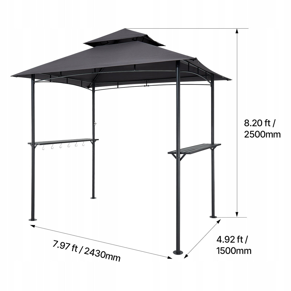 VEVOR BBQ GAZEBO 2430X1500X2500 MM TWO-TIER ROOF STRONG STEEL