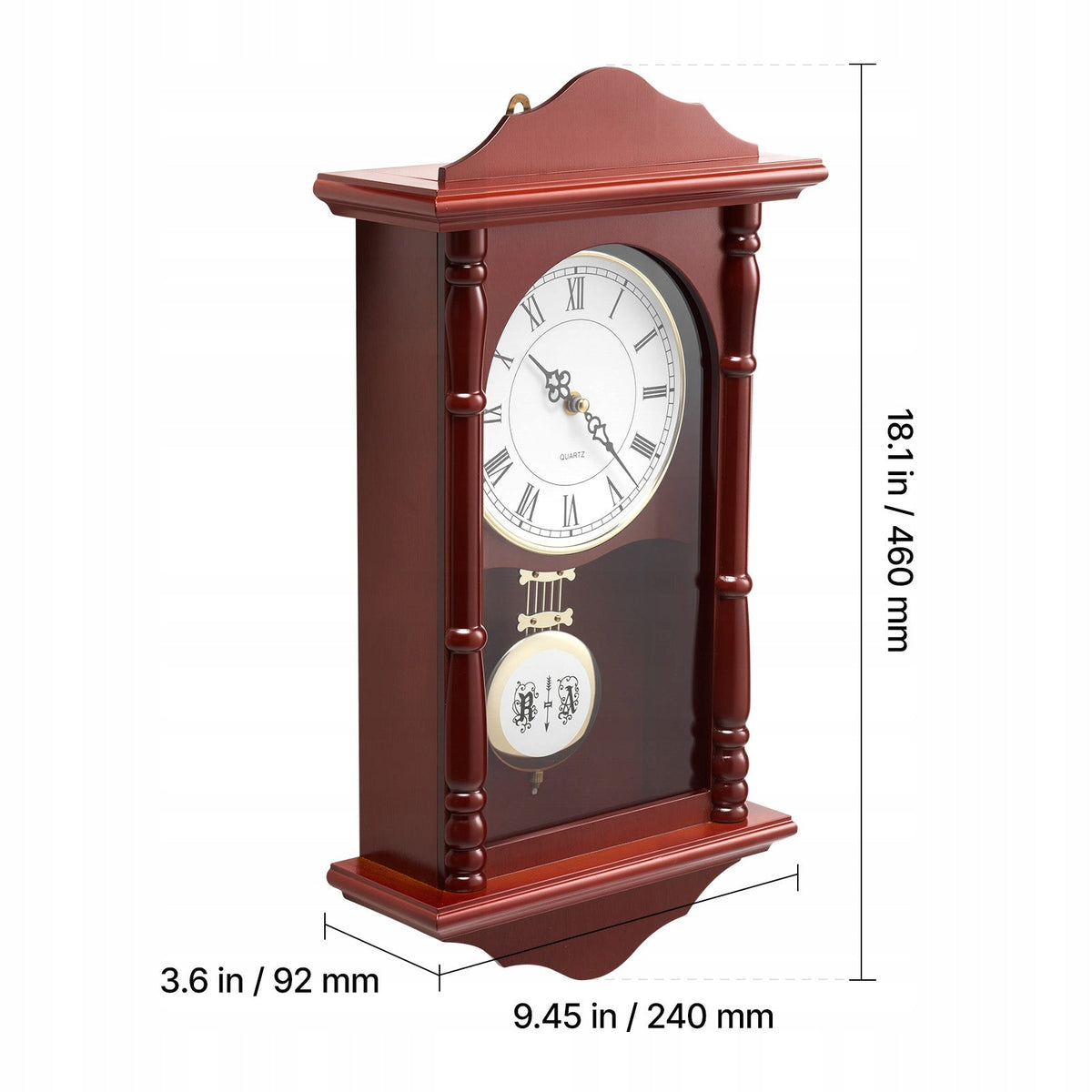 VEVOR VINTAGE WOODEN PENDULUM WALL CLOCK 460X240X92 MM ACCURATE