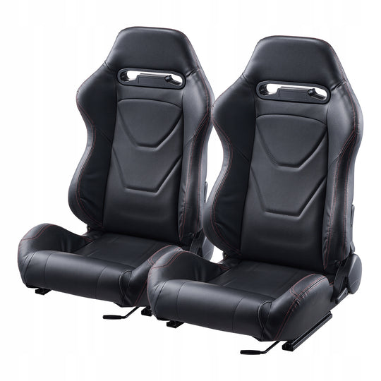 VEVOR RACING CHAIR 2PCS ADJUSTABLE COCKPIT PVC LEATHER STRONG COMFORT